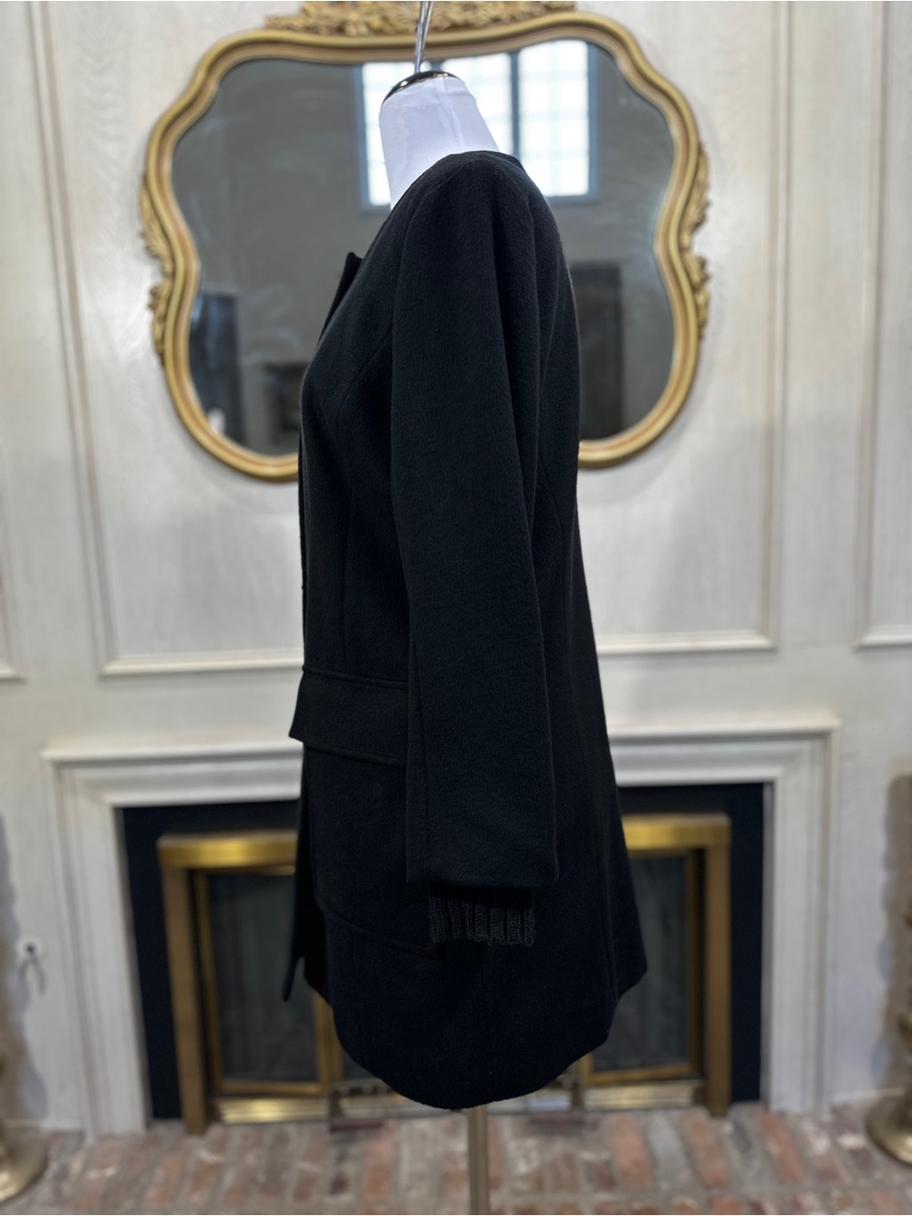 J. Jill Wool Blend Coat Size S Black Collarless Minimalist Dark Academia - Picture 3 of 9